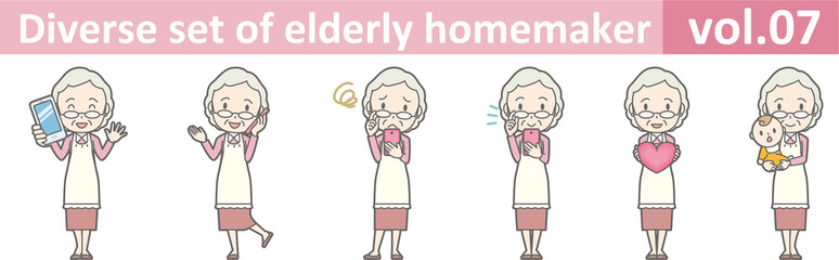 Diverse set of elderly homemaker, EPS10 vol.07