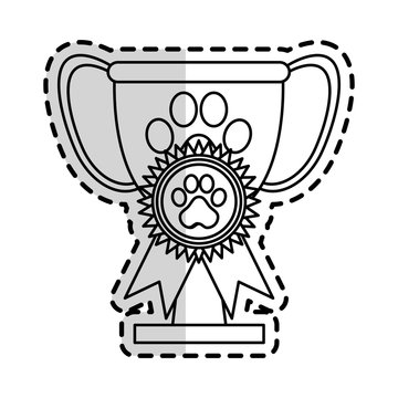 pet competition trophy and medal  icon over white background. vector illustration