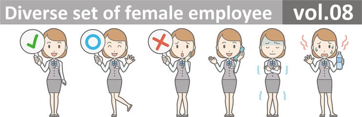 Fototapeta na wymiar Diverse set of female employee, EPS10 vol.08