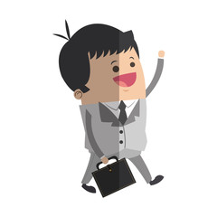 happy businessman cartoon icon over white background. colorful design. vector illustration