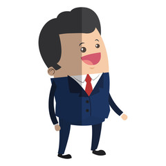 happy businessman cartoon icon over white background. colorful design. vector illustration