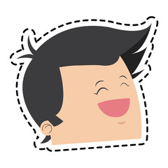 happy man face cartoon icon over white background. colorful design. vector illustration