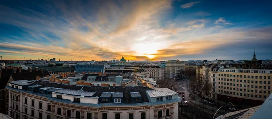 Foto op Canvas Vienna skyline at sunset, Austria, shot in winter © Hew