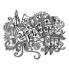 Africa ethnic hand lettering and doodles