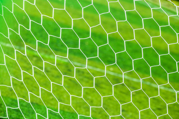 goal net with green grass

