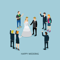 happy wedding with isometric