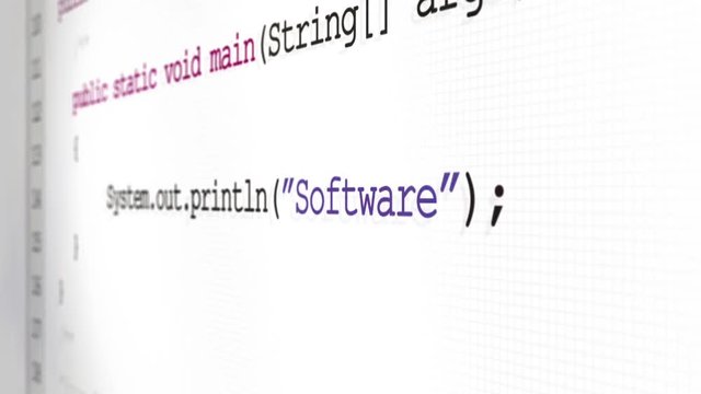 Computer code scrolling across screen revealing software terminology