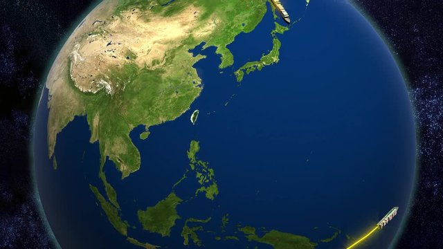 The world trade, global shipping routes of container