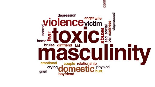 Toxic masculinity therapy animated word cloud, text design animation.