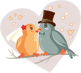 Love Birds Cartoon Vector Illustration