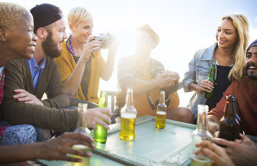 Group Of People Drinking Togetherness Concept