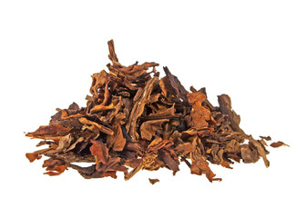 Dried smoking tobacco  isolated on a white background