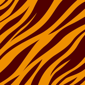 Tiger. Background tiger skin. Black stripes on an orange background. Imitation of tiger print on paper, fabric.