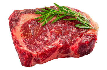 fresh meat steak isolated on white background with rosemary