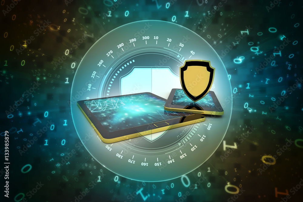 Poster 3d rendering transmitter mobile with shield