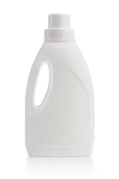 White Plastic Bottle with Bleach and Laundry Detergent in a Measuring Cup  on a White Plastic Basket Stock Image - Image of good, advertising:  187451849