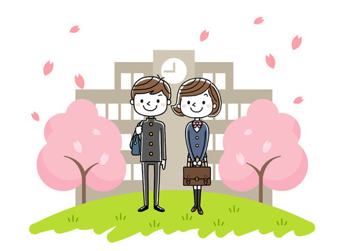 入学式イメージ：男の子と女の子
