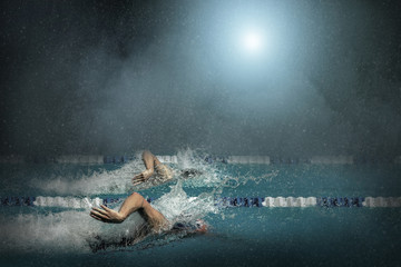 Competition swimmers in the pool