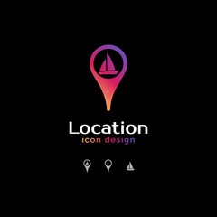 yatch icon. location icon for map