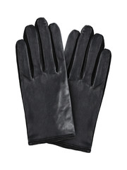 Black mens leather gloves isolated on white
