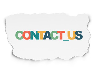 Finance concept: Contact us on Torn Paper background