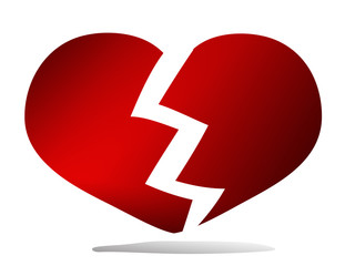 broken heart and heart red love vector  design .