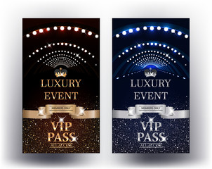 Luxury event elegant Vip Passes. Vector illustration