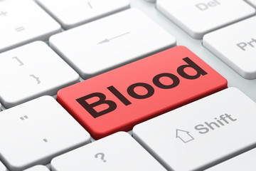 Healthcare concept: Blood on computer keyboard background