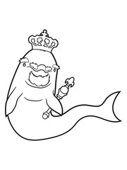 King prince king ruler crown scepter old opa beard dolphin swim cute cute