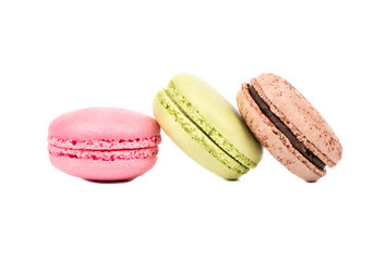 Three multicolored macaroon