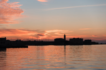 Fototapeta na wymiar fiery sunset in the Gulf of Trieste, Adriatic Sea