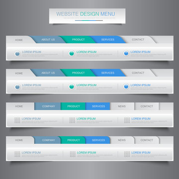 Web site design menu navigation elements with icons set: Navigat
