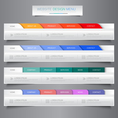 Web site design menu navigation elements with icons set: Navigat - obrazy, fototapety, plakaty