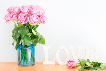 Valentines day bouquet with letters love for valentines day