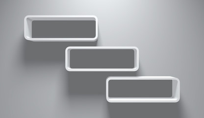 3D Illustration - Empty Round Bookshelves on wall 5