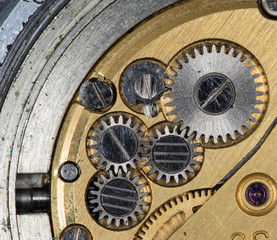 clockwork old mechanical USSR watch, high resolution and detail