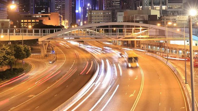 Time-lapse of Hong Kong city and traffic at night