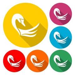 Swan Icon - vector Illustration with long shadow