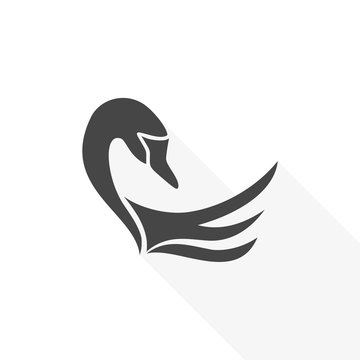 Swan Icon - vector Illustration with long shadow