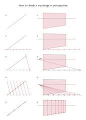 How to divide a rectangle in perspective many parts