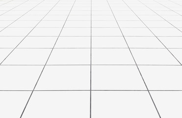 White tile floor clean condition with geometric line for background.