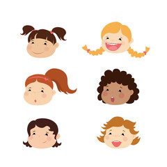 Emoticon icons set of cute girl with various emotions,