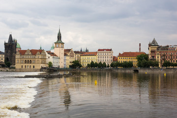 Fototapeta premium Scenic summer view of the Old Town ancient architecture and Vlta