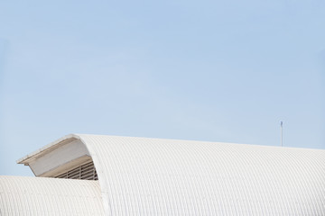 Roofing sheet of Factory with blue sky background
