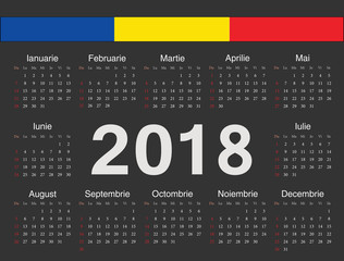 Vector black Romanian circle calendar 2018