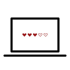 Fototapeta premium Online user rating icon - Flat design, glyph style icon - Red enclosed in a computer
