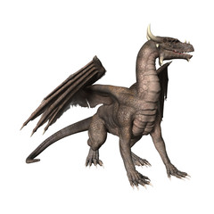 3D Rendering Fantasy Dragon on White