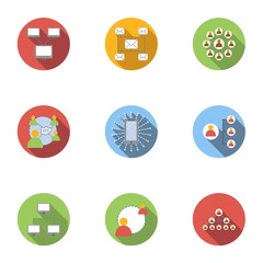 World internet icons set, flat style