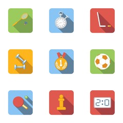 Gym icons set, flat style