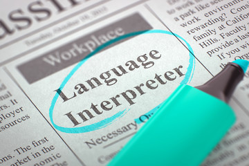 Language Interpreter Hiring Now. 3D.